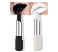 HHLTOH 2Pcs Black White Matte Lipstick Combo Set for Women, Twist Up Cream Lip Art Stick for Halloween Cosplay Goth Stage Party Makeup, Labial para fiesta de disfraces