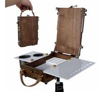 HHMKK Tabletop Easel Box with Watercolor Palette Empty, Portable Travel Easel for Painting with Storage, Multifunctional Wooden Watercolor Easel Case Plein Air Painting for Adults Artists