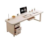 Hhmmei2024-23 Gaming Desk Wood Writing Table PC Desk with Storage, Modern Home Office with Keyboard Tray and 3 Drawers, White(200x70x75cm)