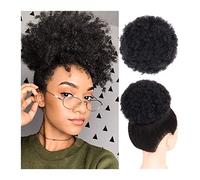 Hhmmei2024-23 Hair Buns Accessories Human Hair Clip In Curly Chignon Bun Hair Piece Extensions Afro Kinky Curly Ponytail Chignon Puff Drawstring Ponytail Natural Black Brazilian Remy Hair Piece