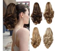 Hhmmei2024-23 Ponytail Extension Mid Length Multicolor Wavy Curly Clip On Ponytail For Women 12 Inch Daily Wear Party Wear Halloween Decoration Hair Extensions Ponytail Hair Extension(P59-4h27)