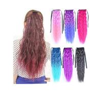 Hhmmei2024-23 Ponytail Extension Ponytail Extension Brown Blue Pink Purple Synthetic Long Kinky Curly Hair Ribbon Naturl Color Ponytails Ponytail Hair Extension(2403AT2311)
