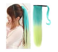 Hhmmei2024-23 Ponytail Extension Ponytail Hair Extension Wrap Straight Synthetic Around Ponytails Blue Green Pink Purple Ombre Color Hairpiece Ponytail Hair Extension(S-1BT2311)