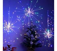HHMTAKA Firework Lights 90 LED Starburst Lights Battery Operated with Remote 8 Modes Christmas Lights Waterproof Outdoor Hanging Lights for Garden Party Wedding (Multicolour)