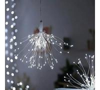 HHMTAKA Firework Lights 90 LED Starburst Lights Battery Operated with Remote 8 Modes Christmas Lights Waterproof Outdoor Hanging Lights for Garden Party Wedding (White)