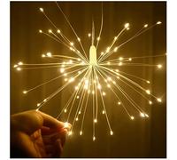 HHMTAKA Firework Lights 90 LED Starburst Lights Battery Operated with Remote 8 Modes Christmas Lights Waterproof Outdoor Hanging Lights for Garden Party Wedding (Warm White)