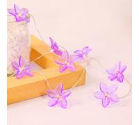 HHMTAKA Flower Fairy String Lights 2M Lily Blossom Lights with 20 LED Battery Operated String Lights Spring Decoration with Timer for Indoors,Bedroom,Christmas Décor (Purple)