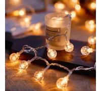 HHMTAKA Indoor Crystal Globe String Fairy Lights Battery Operated 40 Warm White LED 6M LED Globe Fairy String Lights for Indoors,Bedroom,Christmas Decoration