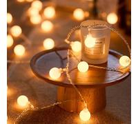 HHMTAKA Indoor Globe String Fairy Lights Battery Operated 40 Warm White LED 6M Fairy String Lights White Ball Lights for Indoors,Bedroom,Christmas Decoration (White Ball)