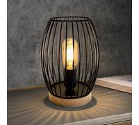 HHMTAKA Metal Bedside Table Lamp Wooden Base Bedroom Lamp 22cm High Decorative Bedside Lamp with Edison Bulb for Bedroom Home Weddings Parties Patio Indoor Outdoor (Rugby Shaped)