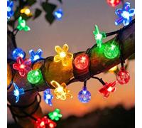 HHMTAKA Solar Fairy Lights Outdoor Waterproof 50LED Flower Solar Garden Lights 8 Mode 9.5M/31FT Indoor/Outdoor Blossom String Lights for Garden Patio Yard Home Christmas (Globe and Flower Multicolour)