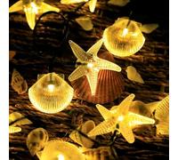 HHMTAKA Solar Fairy Lights Outdoor Waterproof 50LED Starfish Solar Garden Lights 8 Mode 9.5M/31FT Indoor/Outdoor Seashell String Lights for Garden Patio Yard Home Christmas Parties Wedding