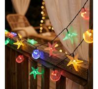HHMTAKA Solar Fairy Lights Outdoor Waterproof 50LED Starfish Solar Garden Lights 8 Mode 9.5M Indoor/Outdoor Seashell String Lights for Garden Patio Yard Home Christmas Parties Wedding (Multicolour)