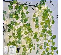 HHMTAKA Vines with Fairy Lights 10M 100LED Remote Battery/USB Operated | Ivy Fairy Lights Battery Operated Artificial Ivy Garland Lights for Home Kitchen Garden Office Wedding Wall Decor