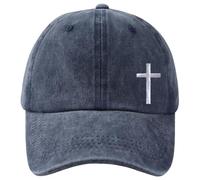 HHNLB Jesus Hats for Men Women, Adjustable Embroidered Cotton Christian Redeemed Baseball Cap, Embroidered Navy, One size
