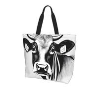 HHNNL Black White Cow Tote Bags Reusable Women Shoulder Travel Beach Bag Shopping Work Daily - Stylish Shoulder Bag, Black, One Size