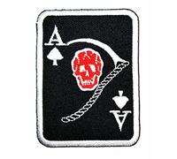 HHO Spade ace Card Skull Scythe Grim Reaper Spade Card Logo Lucky Biker Iron Patch Embroidered DIY Patches, Cute Applique Sew Iron on Kids Craft Patch for Bags Jackets Jeans Clothes