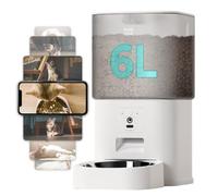 HHOLOVE Automatic Cat Feeder 1080P HD with Night Vision, 6L Automatic Dog Feeder Customize Feeding Plan, Timed Pet Feeder 2.4G with Two-Way Audio, Easy to Assemble and Clean, Record Feeding Moments