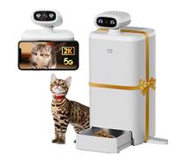 HHOLOVE Automatic Cat Feeder with Camera, 2K HD Video, Night Vision, 5G Power with Two-Way Audio, Cat Food Dispenser with Low Food Alert and