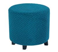 HHONGWYT Small Footstool Covers Round 45x36cm(17.9x14.2) Stretch Velvet Ottoman Covers Round Storage Stool Cover Protector Ottoman Covers Slipcover Footstool Covers Slipcover,blue green,45x36cm