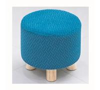 HHONGWYT Small Round Ottoman Cover Slipcovers Foot Rest Stool Cover Footstool Covers Slipcovers Diameter 9.8"~11.8" H 5.9~7" for Small Wooden Legs Foot Stool Ottoman,blue green,2 pieces