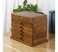HHORB Extra Large Wooden Jewelry Box,Jewelry Organizer for Women,6 Layer Jewel Case with Mirror Drawers Lock 31.5 * 20 * 24.5Cm