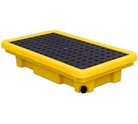 HHOZsafety Leak-Proof Modular Spill Containment Platform - Heavy-Duty Plastic Pallet, 120x120x18cm, High Static Load Capacity, Yellow, Perfect for Industrial Storage & Safety