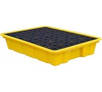 HHOZsafety Leak-Proof Modular Spill Containment Platform - Heavy-Duty Plastic Pallet for Safe Industrial Storage, 120x120x18cm, Yellow, High Static Load Capacity, Ideal for Hazardous Materials