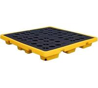HHOZsafety Leak-Proof Modular Spill Containment Platform - Heavy-Duty Plastic Pallet for Safe Industrial Storage, 120x120x18cm, Yellow, High Load Capacity, Perfect for Hazardous Materials