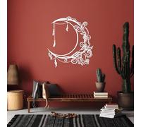 HHOZsafety Moon Floral Metal Wall Decor, Metal Boho Wall Art, Minimalist Wall Art, Celestial Decor, Moon Phase Wall Hanging, Floral Art, Boho Room Decor, for Bedroom Living Room