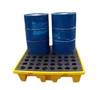 HHOZsafety Robust Modular Spill Containment Pallet with Drain Forklift Access & Waterproof Platform for Safe Indoor Outdoor Cargo Storage & Material Handling