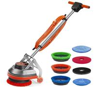 HHQ Commercial Floor Scrubber Machine with Brushes and Pads, Heavy Duty Floor Cleaner Polisher and Buffer- Deep Cleaning Tile and Grout, Hardwood Floors and Carpets without Getting on Hands and Knees
