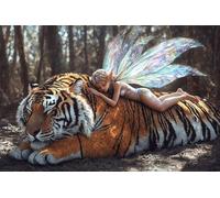 HHQGOUYG Paint by Numbers for Adults Elf Tiger Paint by Numbers Kits for Beginner, DIY Acrylic Oil Adult Painting by Number Canvas Kits Without Frame, Perfect for Gifts Home Wall Decor 24x36Inch b508