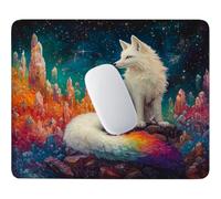 HHQGOUYG Small Mouse Pad 29x24cm, White Fox Gaming Mouse Mat F-19