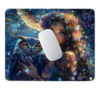 HHQGOUYG Small Mouse Pad 42x35cm, Woman And Owl Gaming Mouse Mat F-701