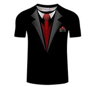 HHRHLKNH 3D Tie Ties Men'S Summer Shirts T Shirt Shirt Retro Tie Suit 3D Print T-Shirt Casual Sleeve Sleeve Sleeve Funny Suit Tops-T7_5 Xl_China