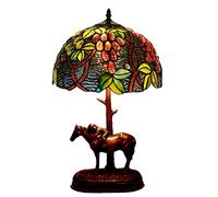 HHRLCH 12" Table Lamp Victorian Stained Glass Desk Lamp 20" Tall Creative Vintage Resin Horse Base Bedside Lamp for Living Room Bedroom Home Office 1