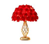 HHRLCH 15.76" Red Artificial Rose Table Lamp with Gold Metal Base Decorating Bedroom Hotel Or Suitable for Living Room Dormitory Office