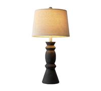 HHRLCH 25.75'' Farmhouse Ceramic Lamp with Fabric Lampshade Bedroom Nightstand Dining Table Suitable for Living Room Dormitory Office (Black)