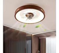 HHRLCH 48W Fan Ceiling Light Wood Chandelier Bedroom Mute Low Profile Ceiling Fans with Lights and Remote Control Dimmable 3 Speed Fan Light Ceiling Smart Ventilator Lamp Living Room/B