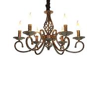 HHRLCH 6-Lights American Antique Candle Chandelier Vintage Industry Wrought Iron Ceiling Light Decoration Restaurant Dining Table Club Hanging Suspension Lantern Device