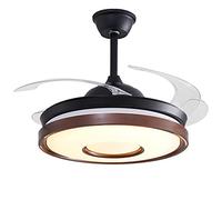 HHRLCH Ceiling Fan with Light 42" Invisible Fan Chandelier 6-Speed Wind Speed Adjustment Appointment Timer Dimmable Living Room Bedroom Decorative Ceiling Light