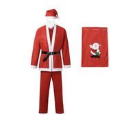 HHRLCH Christmas Costume Cosplay Santa Male Suit Non Woven Fabric Male Suit Six Piece Set Lightweight Budget-Friendly Option for One-Time Use Christmas Events or Parties