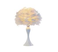 HHRLCH Elegant White Feathers Table Lamp Tall Iron Art Feather Pushbutton Switch Decorative for Living Room Bedroom