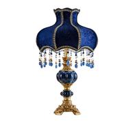 HHRLCH European Table Lamp with Fabric Lampshade Handmade Antique Varnished Resin Base Victorian Style Desk Lamp for Living Room Bedroom and Home Office