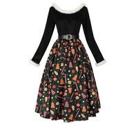 HHRLCH Family Party Themed Print Dress for Holiday Cosplay and Festive Celebration Events Beautiful for Christmas Gatherings Matching Outfits or Creating Seasonal Memories