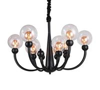 HHRLCH Iron Art Metal Chandelier Transparent Glass Lampshade Shadow Straight up G9 Indoor Decoration Lamp Black Matte Finish Drop Lamp for Crestaurant Creative Villa Residential Light Dura