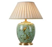 HHRLCH Kitchen Faucet Oriental Ceramic Gorgeous Bedroom Bedside Cyan Glazed Ceramics Table with Bell Shape Lamp