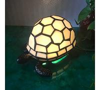 HHRLCH Lamp Accent Lamp Stained Glass Turtle Shaped Bedside Table Lamp Nightlight Study Bedroom Decorative Lamp E12/14 White