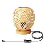 HHRLCH Light Rattan Table Lamp Bedside Light Boho Wicker Nightstand Lamp Desk Lights End Table Fixture Column Table Lamps for Bedroom Living Room Restaurant Decor Light Household faucets